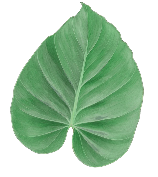 Botanical plate of Philodendron scandens: one show leaf